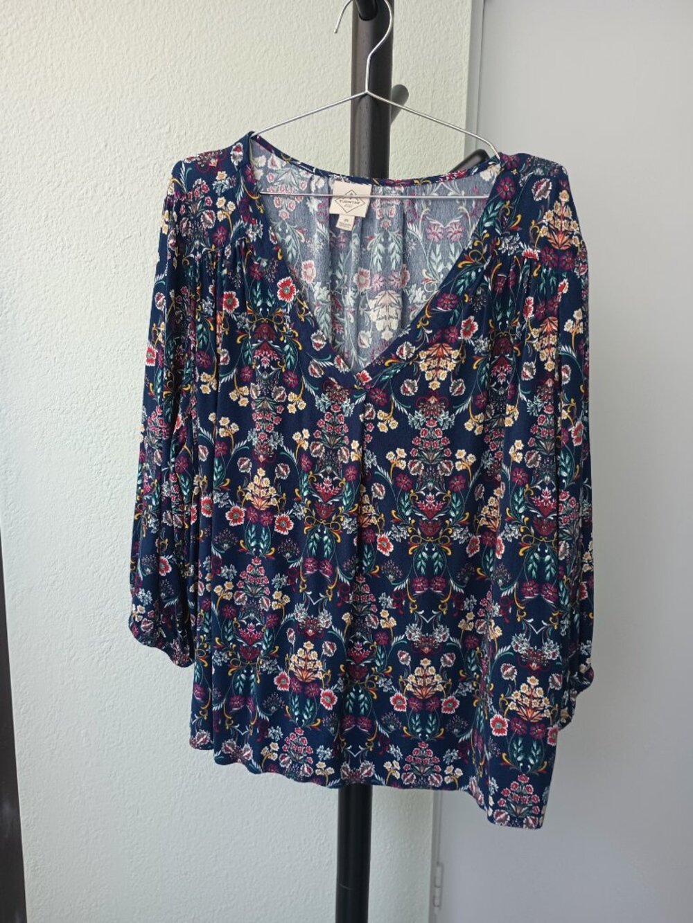St Johns Bay 2x Plus Rayon Blouse Floral Blues 22w/24w